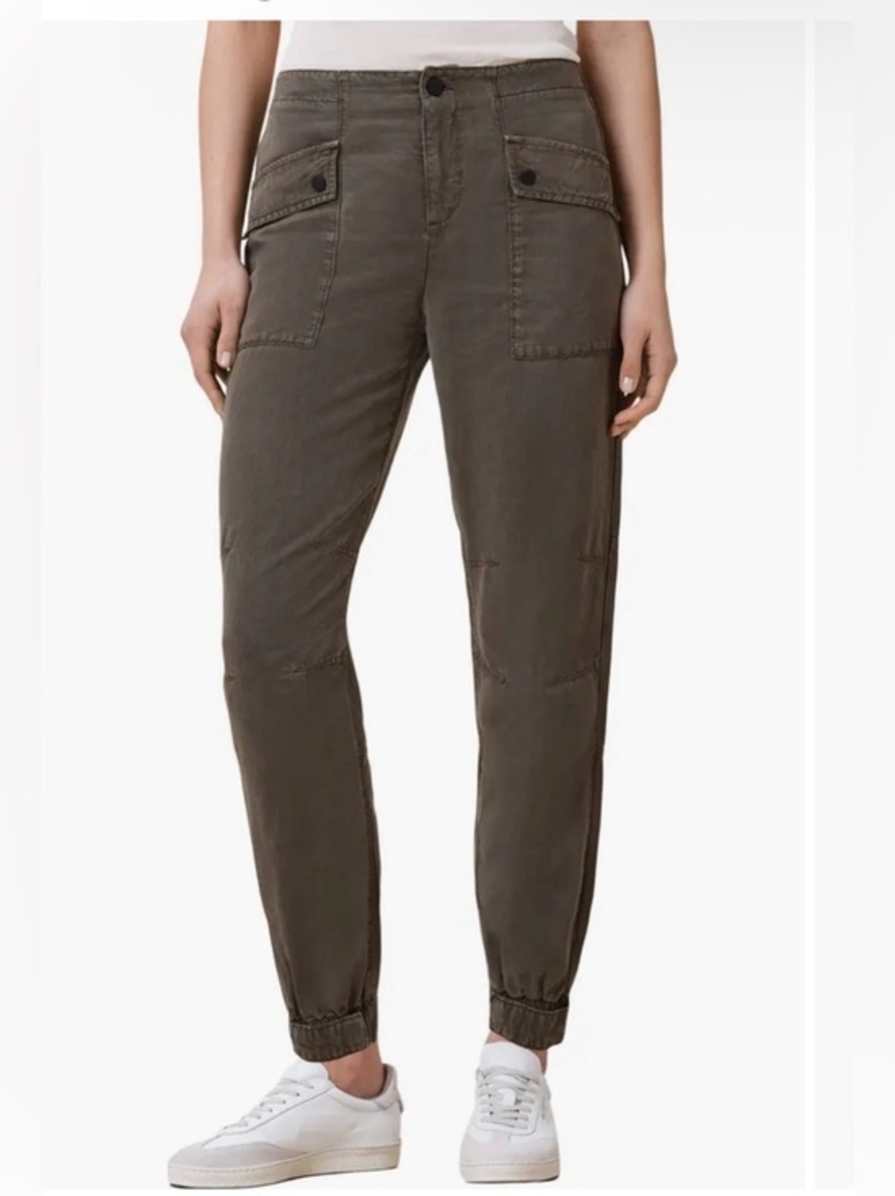 AllSaints Val Twill Cargo Pants Women Size 8 Dark Khaki Green Pockets Preppy